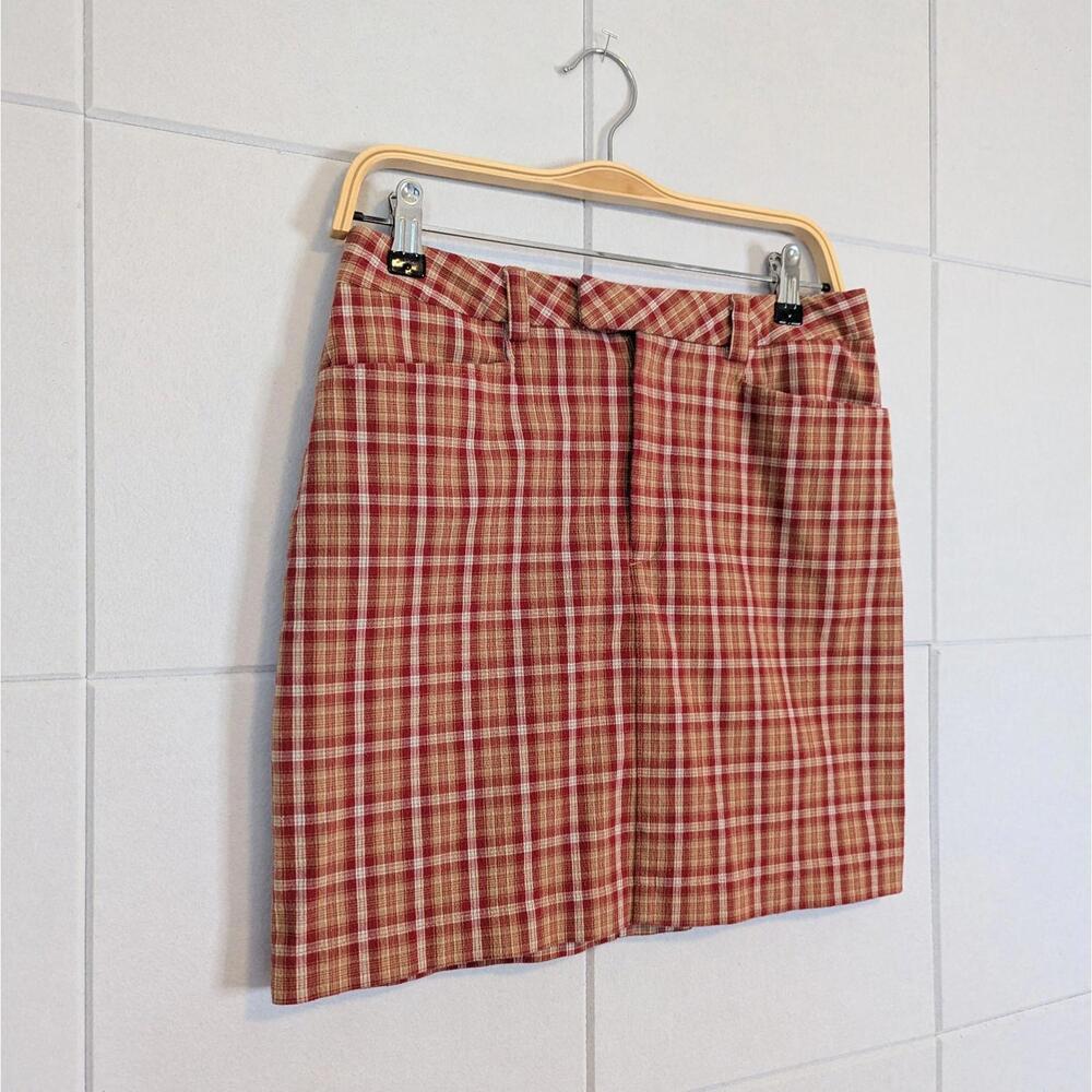 Vintage 90s GAP stretch cotton blend plaid mini skirt - Picture 3 of 7